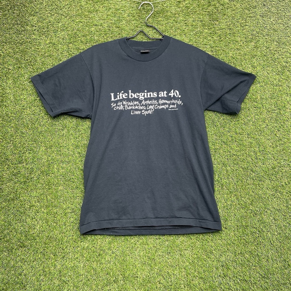 Vintage Screen Stars Single Stitch Life Begins at 40 Shirt Mens Large 1980s